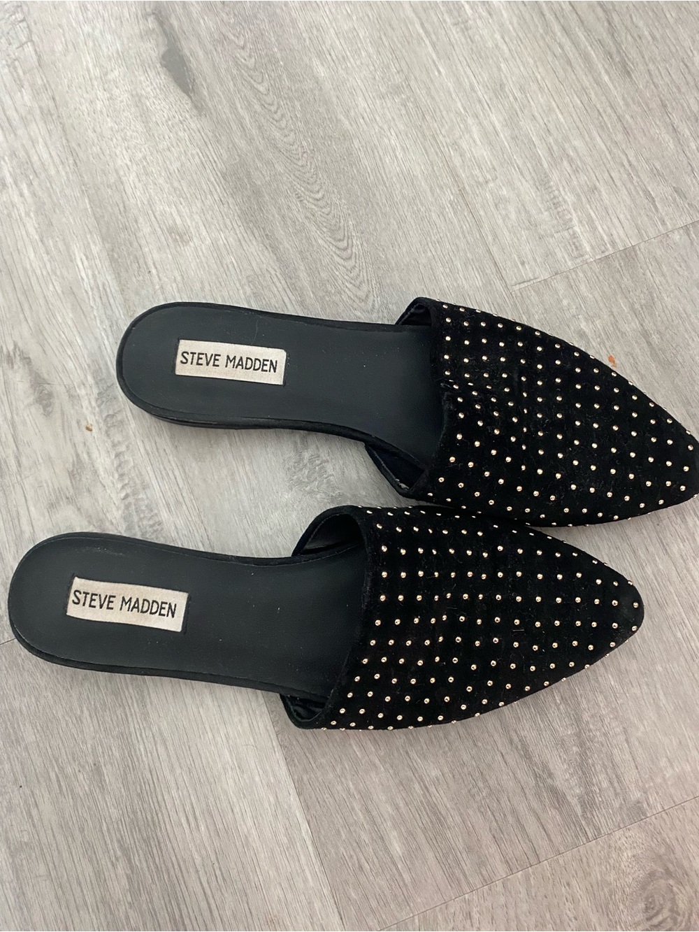 Steve Madden Trace Black leather studded mule flat size 9 - Picture 2 of 4